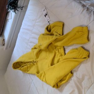Alo Stadium Half Zip Hoodie medium in sulphur
